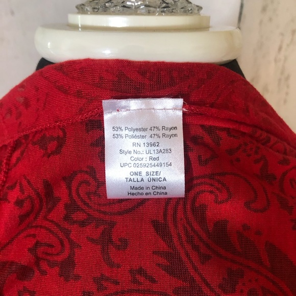 Red paisley burnout scarf - Picture 4 of 4